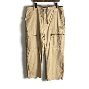 TOMMY HILFIGER RED LABEL Mens Tan Cargo Rave Pants Size 40x30 Baggy Y2K Grunge